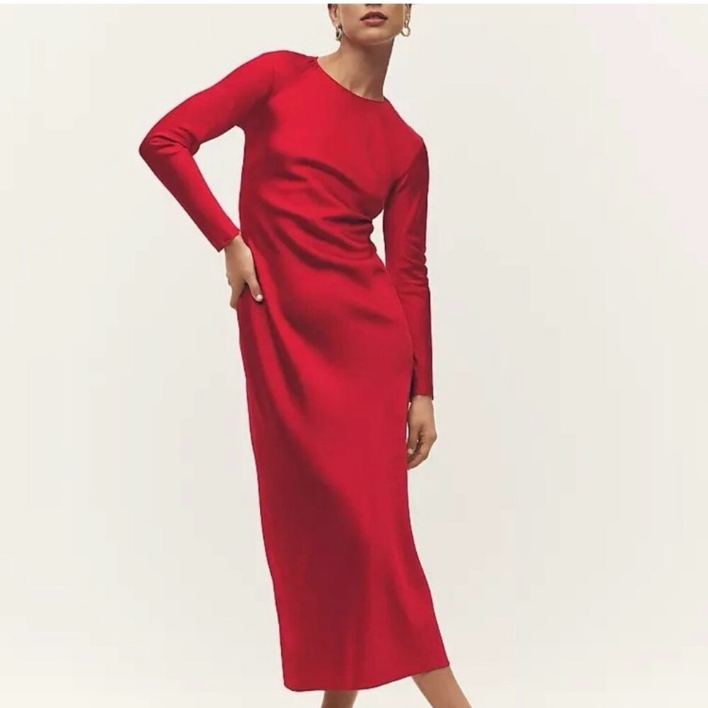Ann Taylor Vibrant Red Long Sleeve Dress